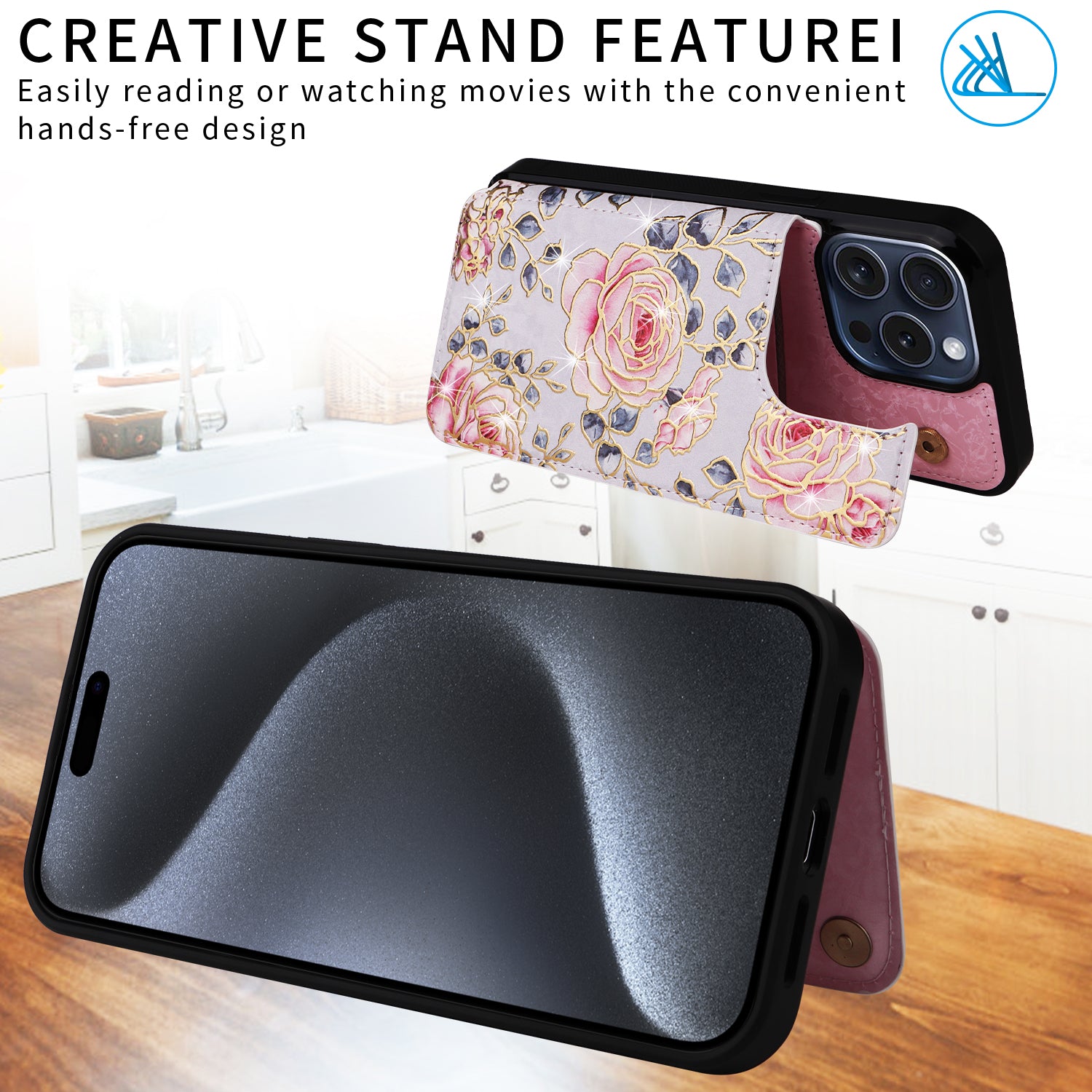For iPhone 15 Pro Case Kickstand Drop Protection Shockproof Phone Shell For iPhone 15 Pro Case Kickstand Drop Protection Shockproof Phone Shell